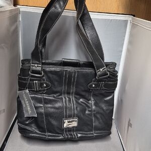 Vintage Harve Benard Black Vinyl Bag with Silver Plate